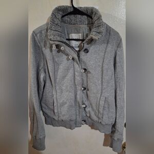 Aeropostale Y2K Vintage Zip Up Light Gray Sweater Jacket Size XL